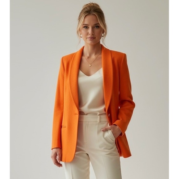 Jax Canada Jackets & Blazers - Jax Canada Orange Wool Cashmere Blend Shawl Collar Blazer Size‎ 10 Jackets